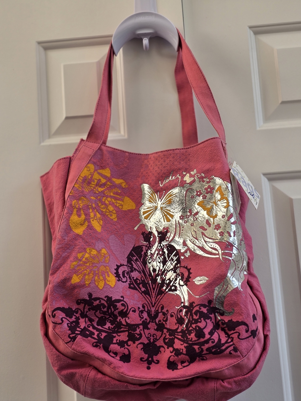 Cueros Velez Columbian Floral & Metallic Butterfly Tote